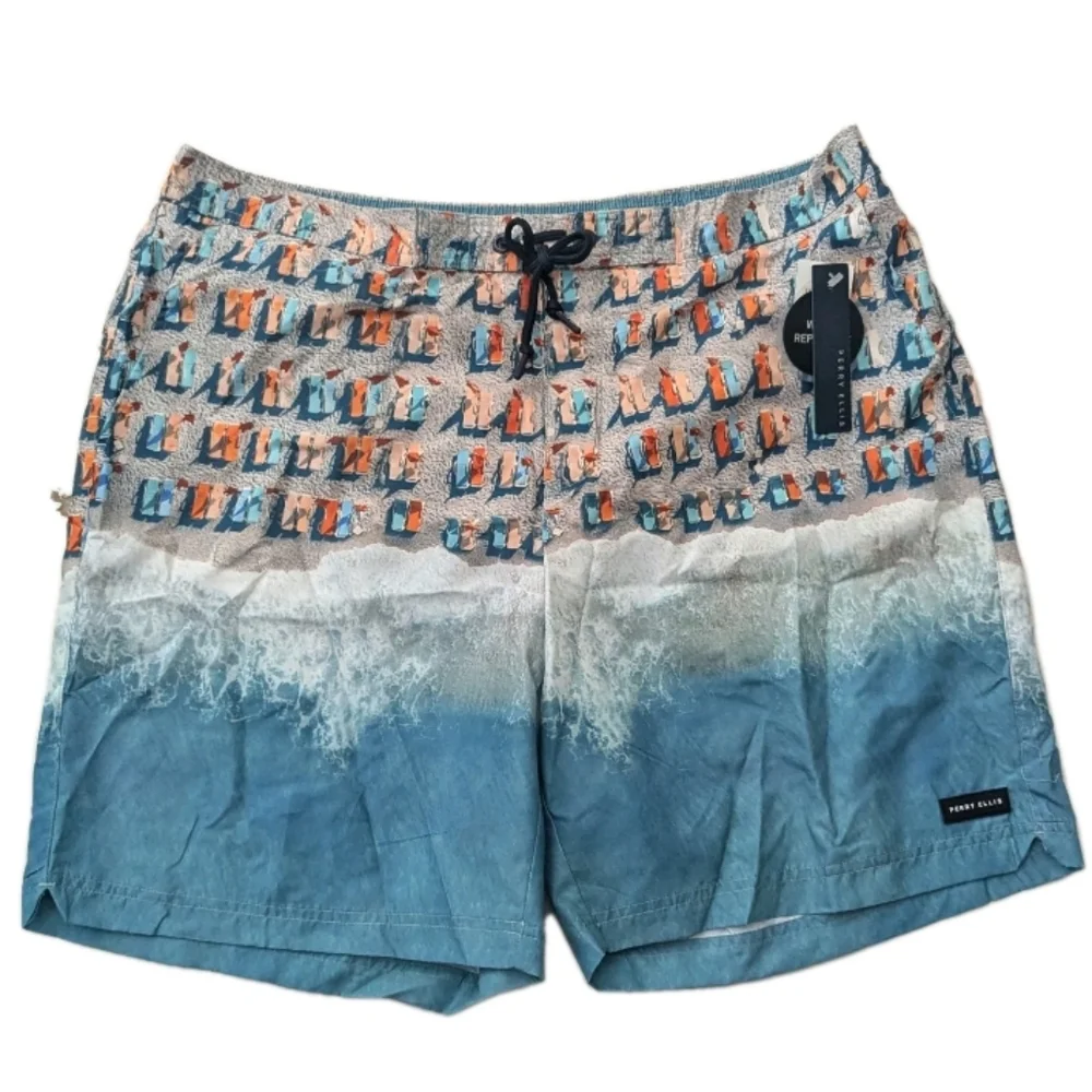 Perry Ellis Water Repellent Swim Board Shorts I. Dynasty Green 8